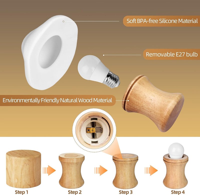 ANGTUO Wooden Mushroom Lamp, 16 Color Changing Mushroom Night Light with Two Remote Controls - Image 2